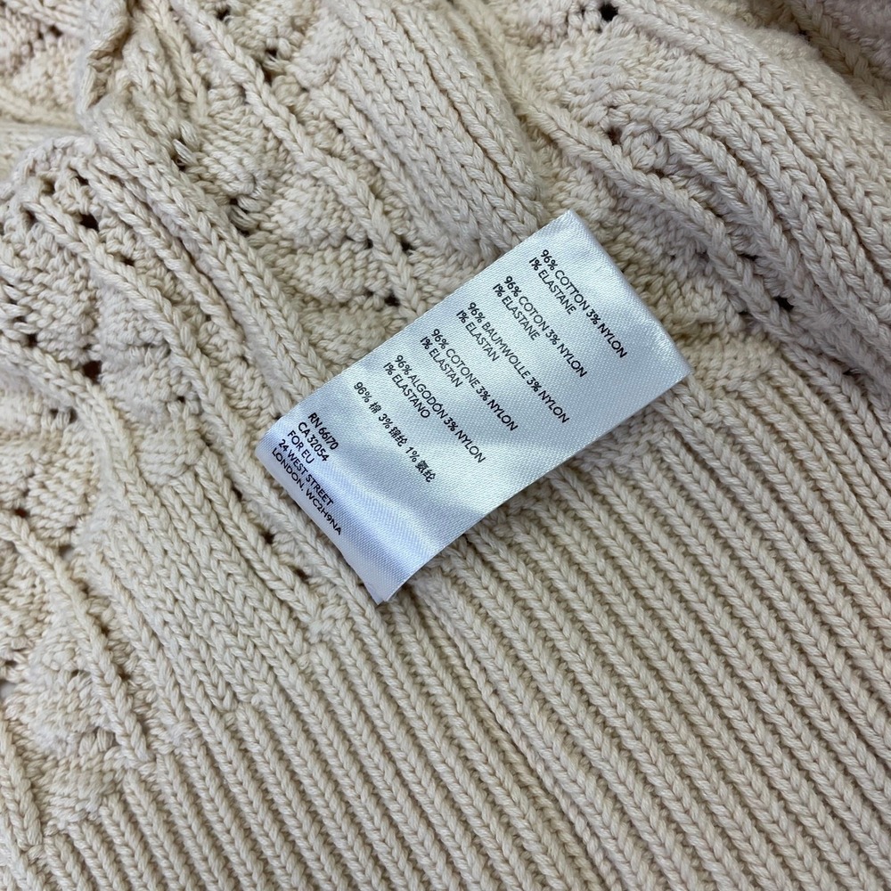 Free People Cream Pointelle Cable Knit Wrap Cardigan XS Puff Sleeve Cropped - Picture 10 of 14